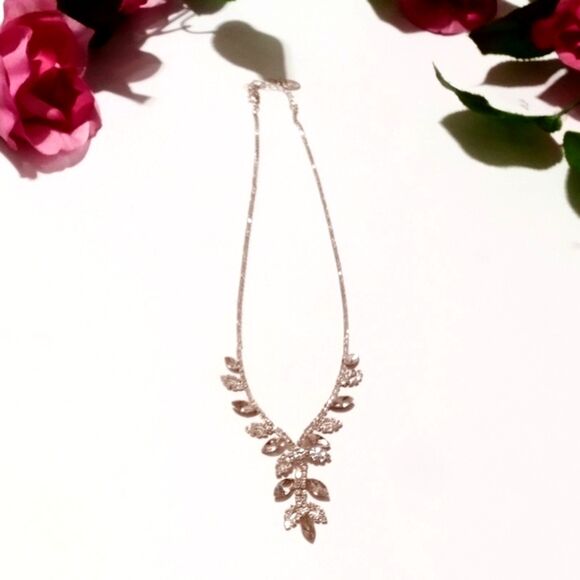 Icing Gold Tone Champagne and Clear Rhinestone Y Drop Necklace - Picture 6 of 9